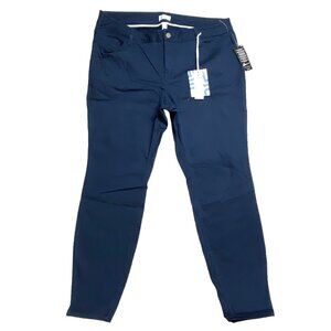 Market & Spruce Women's High Rise Straight Leg Ankle Navy Blue Skinny Pants 18W